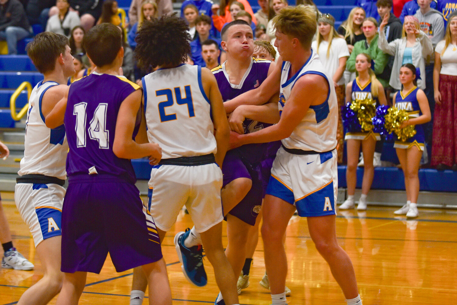 Justin Jacoby takes the ball to the rim during Adna's 78-37 win over Onalaska Dec. 7.